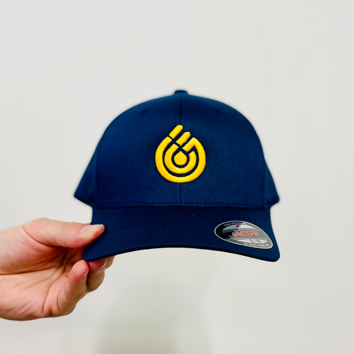 GCB Waterdrop Curved Hat (Flex Fit) - Navy/Yellow